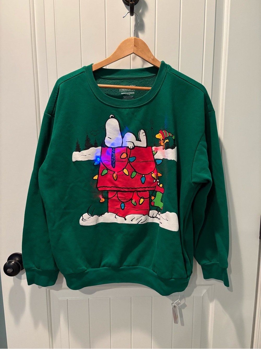 Peanuts Green Snoopy Doghouse Crewneck Sweatshirt - Picture 1 of 3